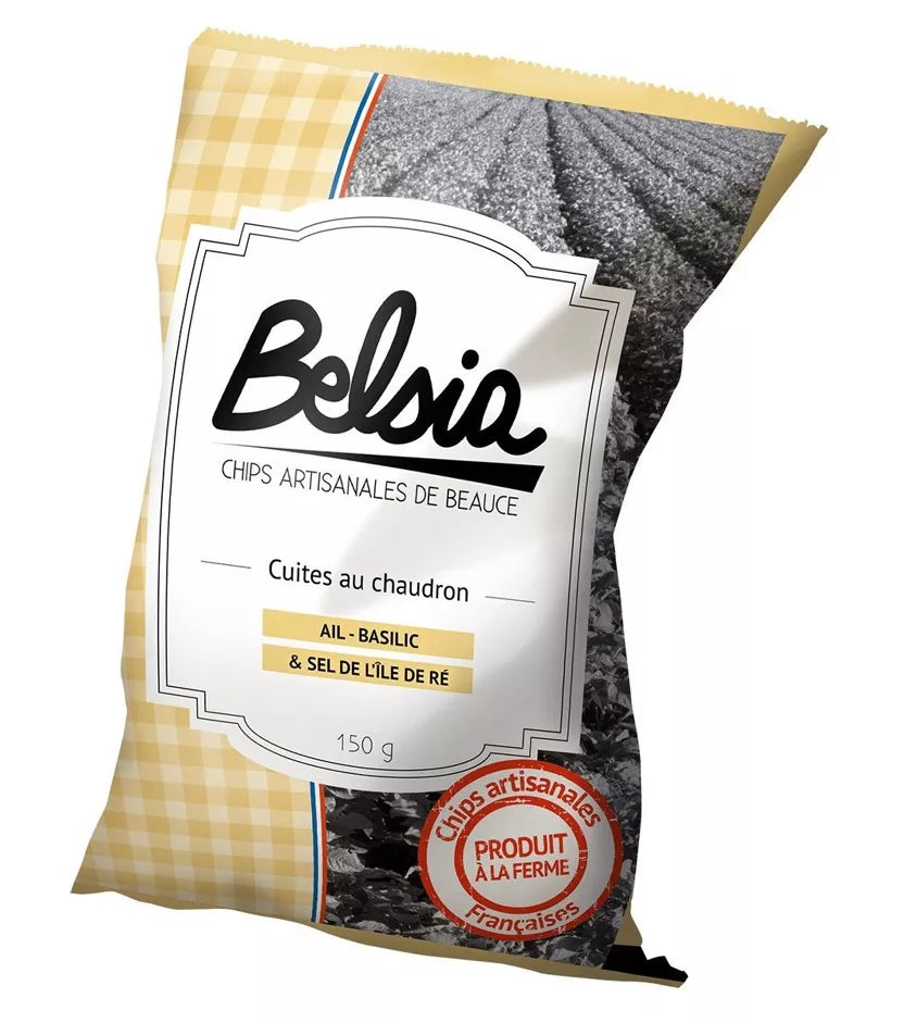 CHIPS ARTISANALES A L'AIL ET AU BASILIC - 150G