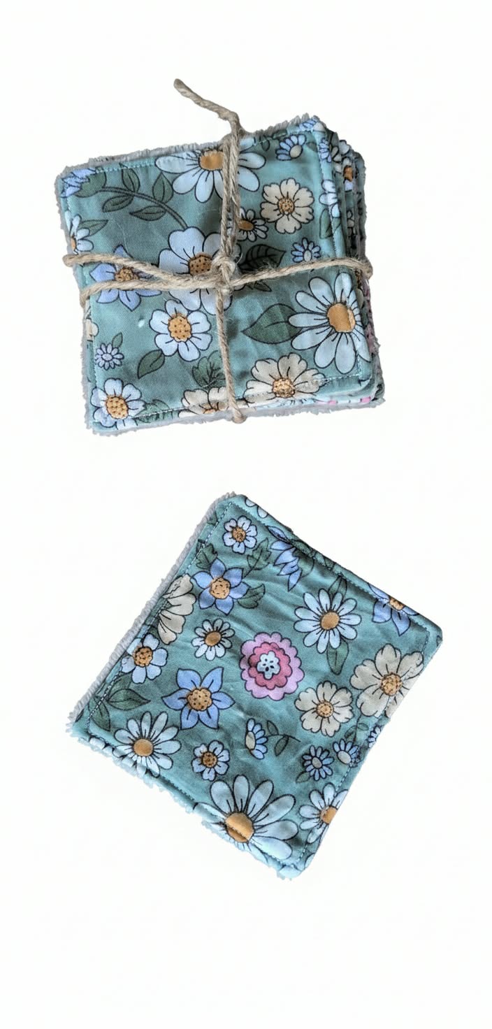 Lingettes lavables en bambou – Lot de 7 – Fait main