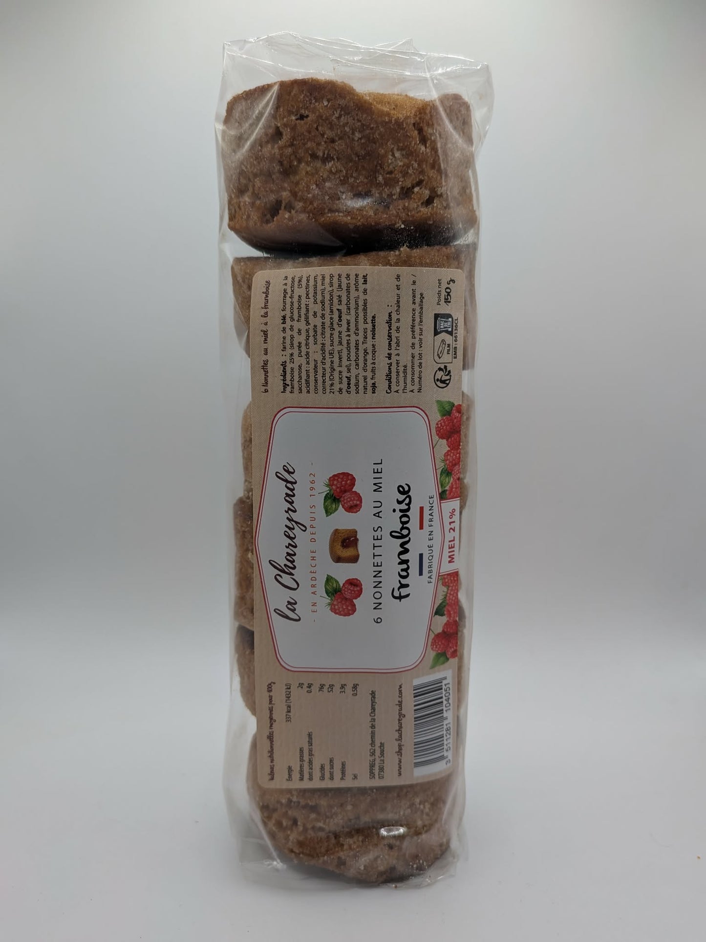 NONNETTES AU MIEL FOURRAGE FRAMBOISE QTÉ 6 150g