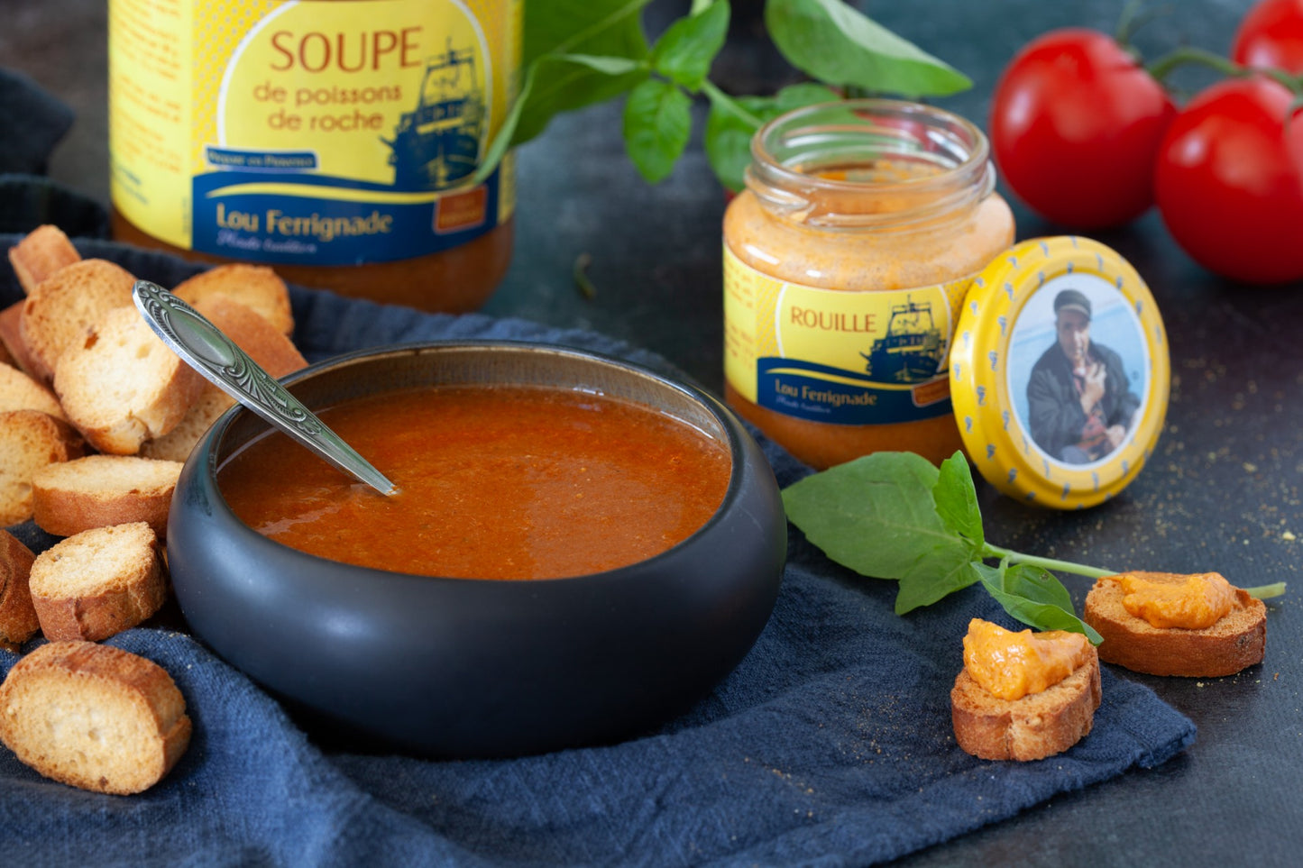COFFRET SOUPE DE POISSONS, ROUILLE, CROUTONS