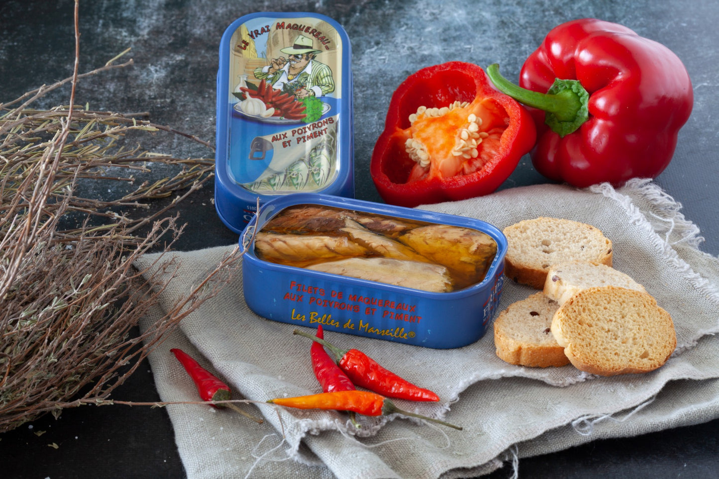 FILETS DE MAQUEREAUX AUX POIVRONS ET PIMENT - 125G