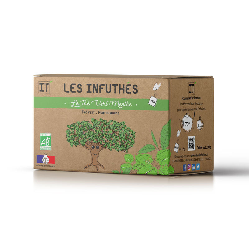 THÉ VERT MENTHE - 20 SACHETS INDIVIDUELS
