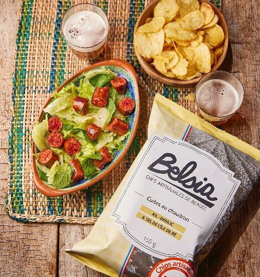 CHIPS ARTISANALES A L'AIL ET AU BASILIC - 150G