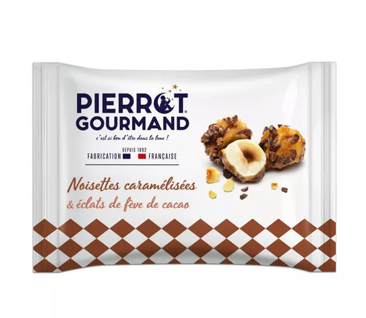 SACHET NOISETTES CARAMELISÉES ET ECLAT DE FEVE DE CACAO - 45g VEGAN