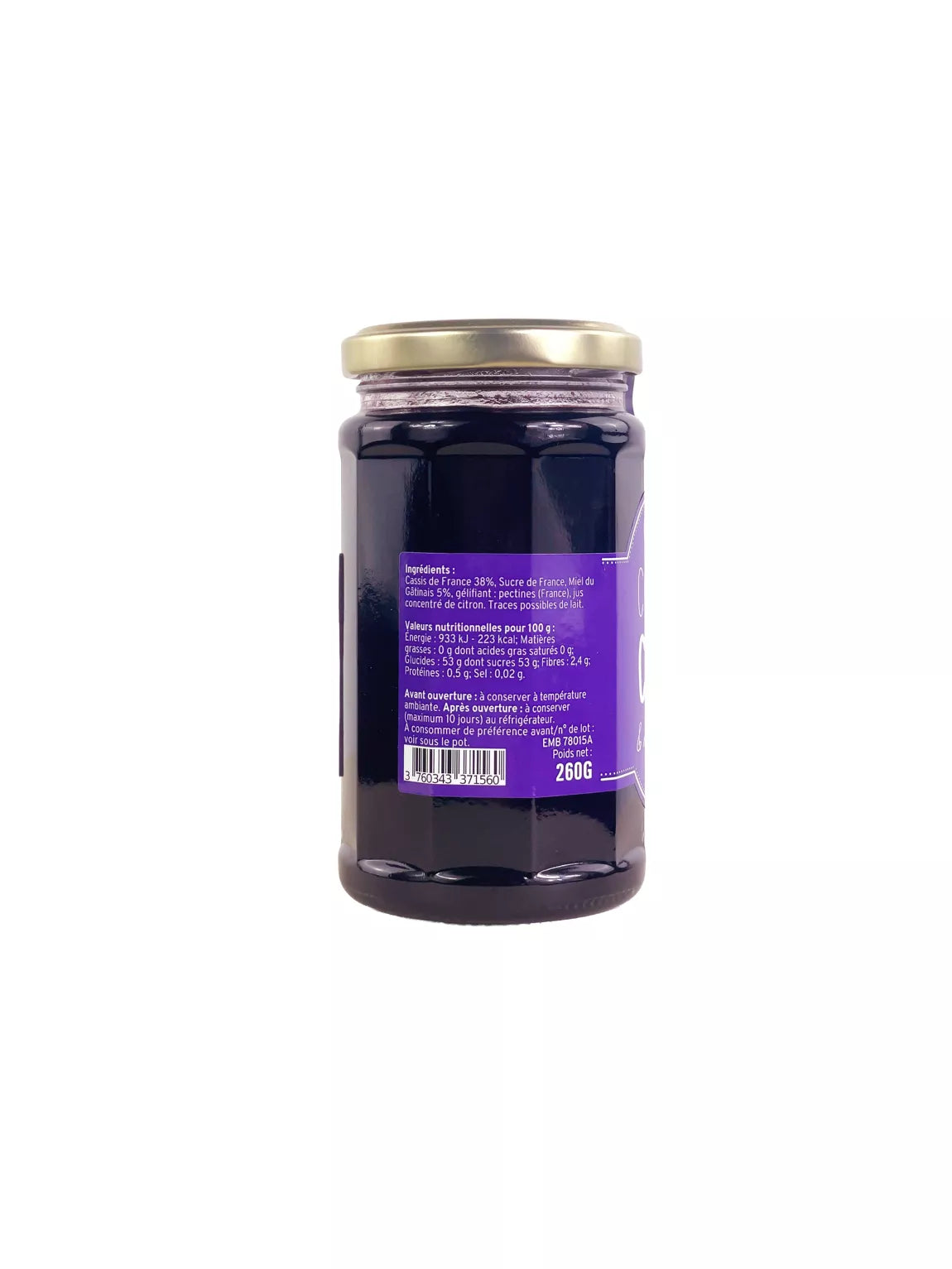 CONFITURE CASSIS & MIEL DU GÂTINAIS - 260g