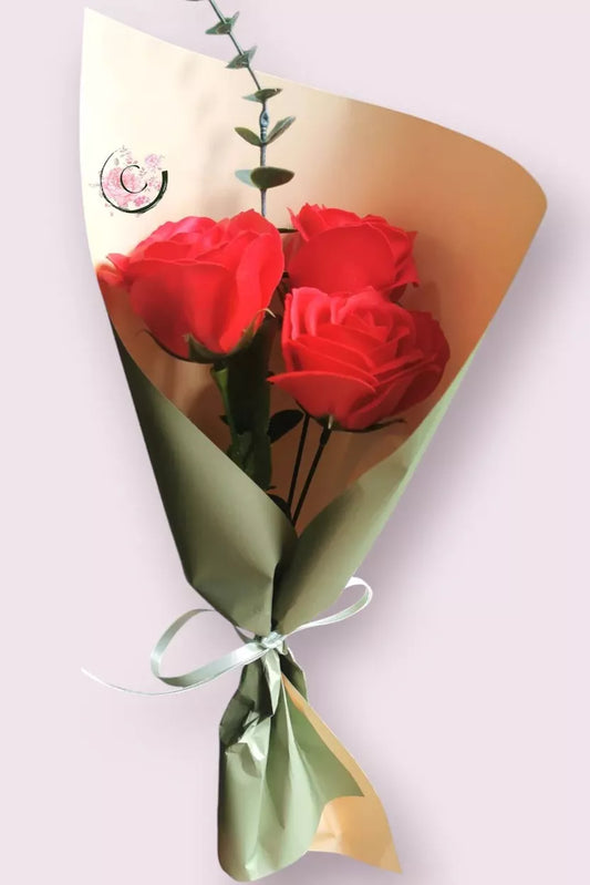 Bouquet de 3 roses de savon - Rouge