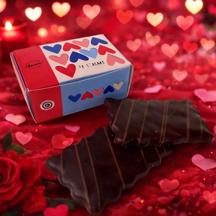 COFFRET DE BISCUIT ENROBÉ DE CHOCOLAT LOVE