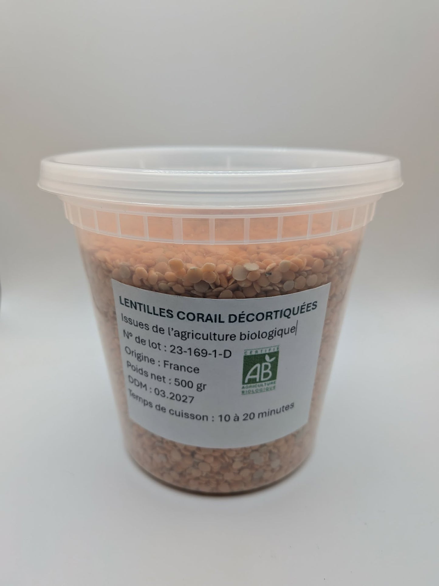 LENTILLES CORAIL BIO EN POT CONSIGNÉ - 500g