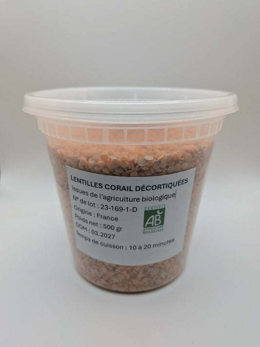 LENTILLES CORAIL BIO EN POT CONSIGNÉ - 500g