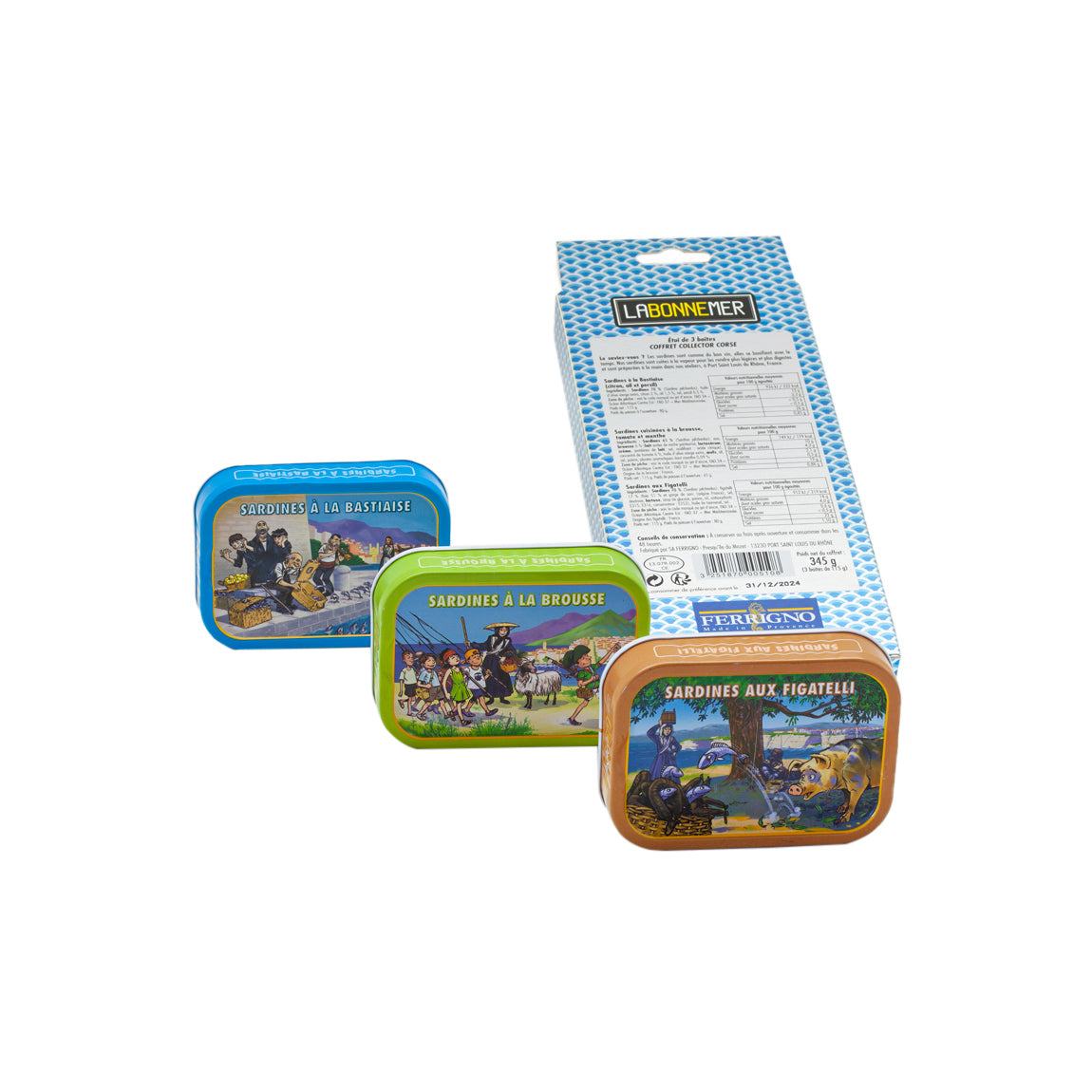 COFFRET CORSE 3 BOITES SARDINES - 345g