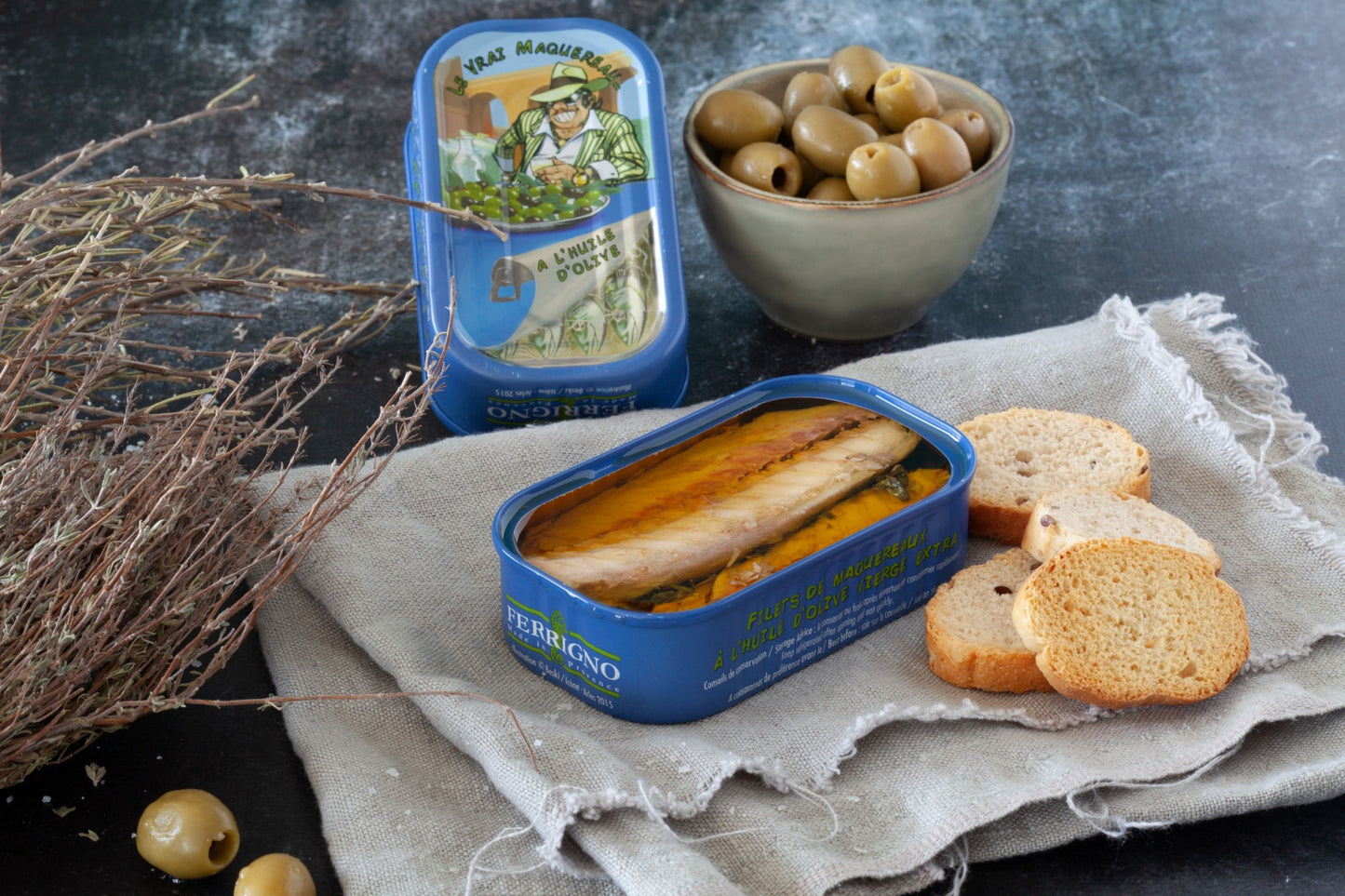 FILETS DE MAQUEREAUX A L'HUILE D'OLIVE - 125G