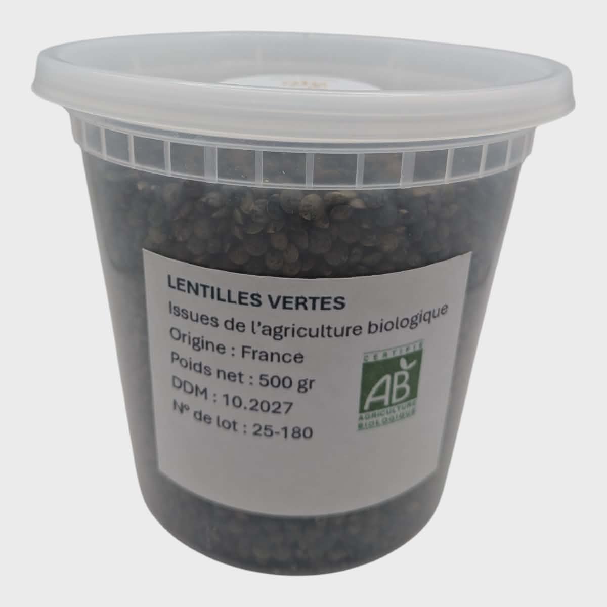 LENTILLES VERTES BIO EN POT SANS CONSIGNE - 500g