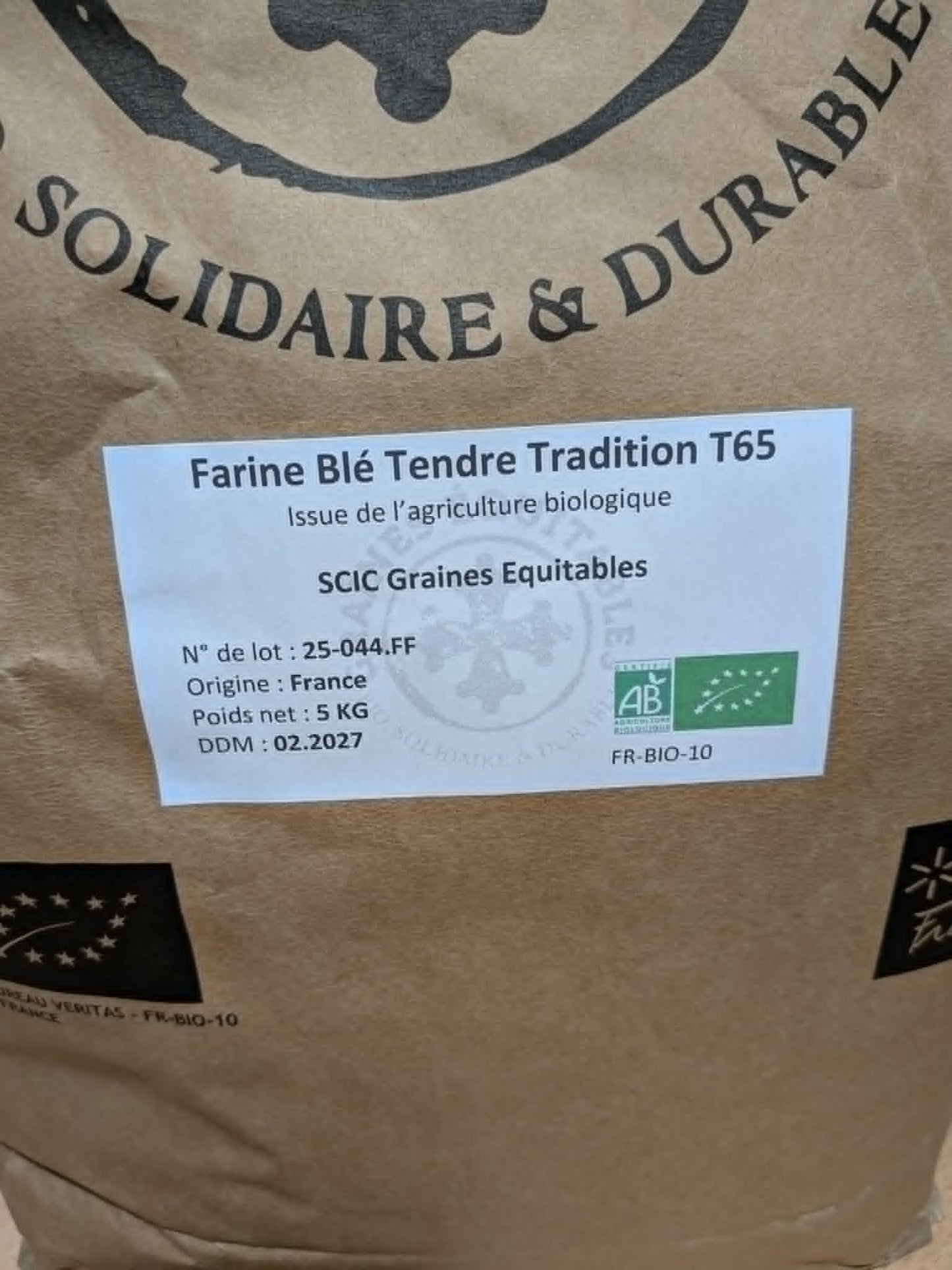 FARINE DE BLÉ TENDRE TRADITION T65 - 5KG