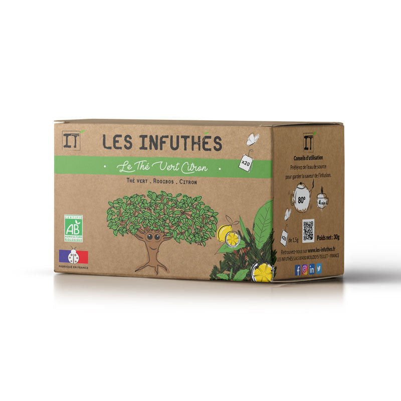 THÉ VERT CITRON - 20 SACHETS INDIVIDUELS