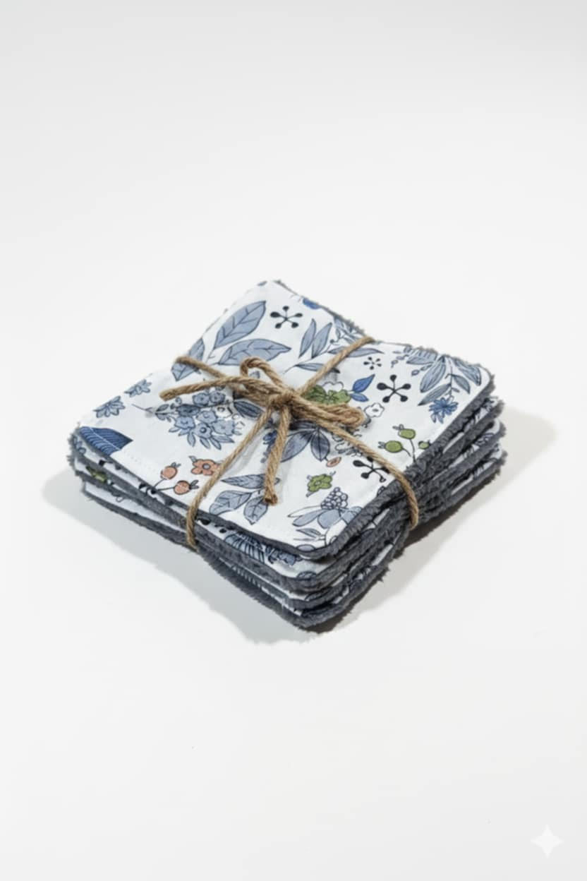 Lingettes lavables en bambou – Lot de 7 – Fait main