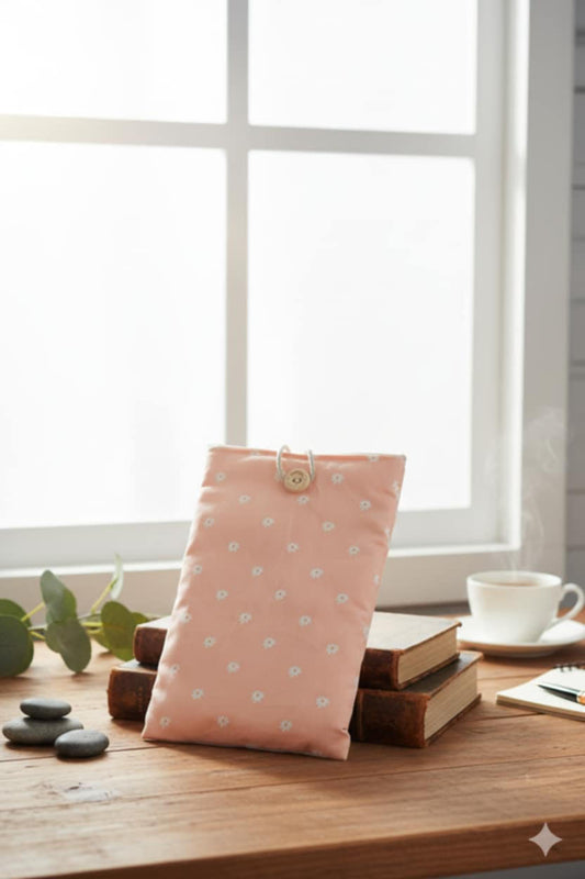 POCHETTE A LIVRE DE POCHE - ROSE A FLEURS BLANCHE